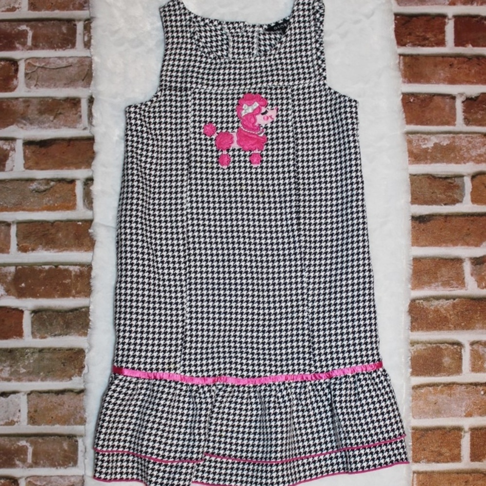 Girl's Black & White Poodle Dress Size 8 - Picture 1 of 7